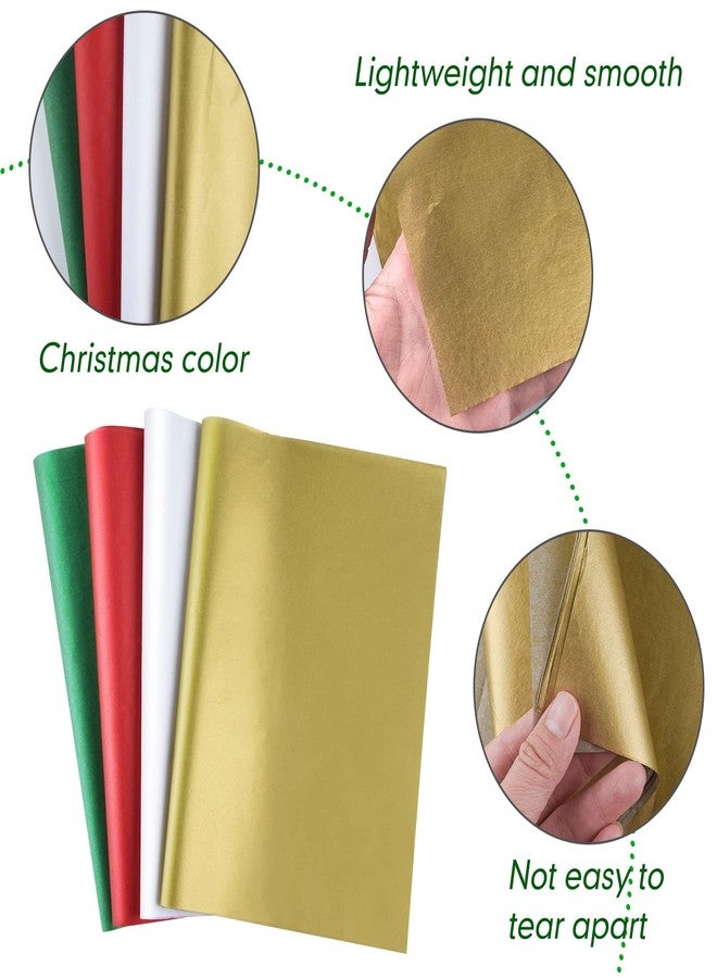 MIAHART 60 Sheets Christmas Tissue Paper Bulk 50x35cm Red Green White and Gold Christmas Wrapping Paper for DIY and Craft Gift Bags Packaging Decorations - Image 3